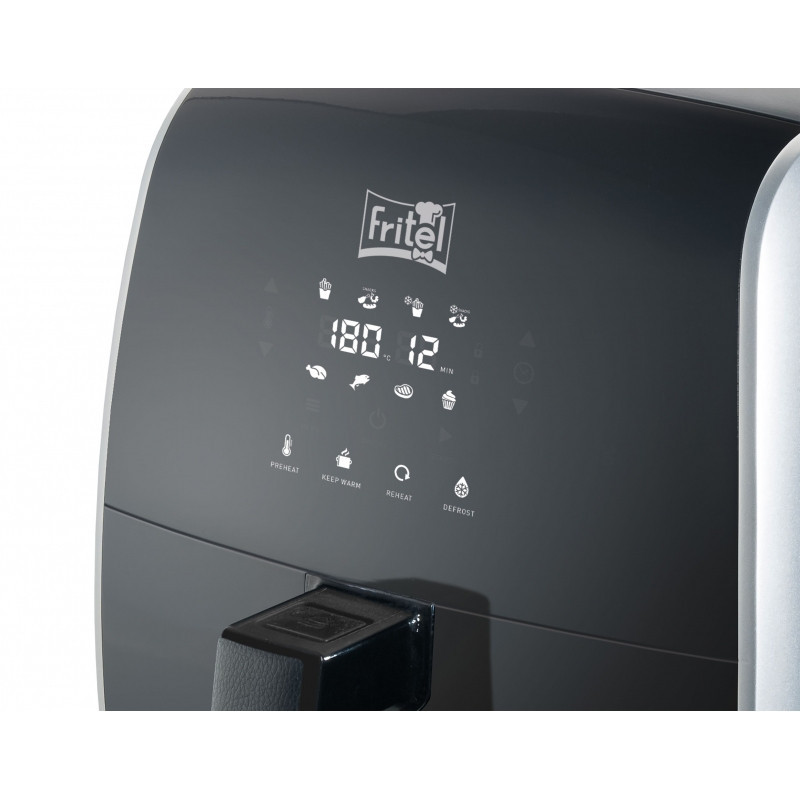 Fritel Snacktastic 5804 Enkel 3,2 l Vrijstaand 1450 W Heteluchtfriteuse Zwart, Zilver