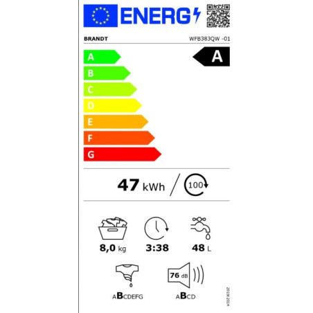 Brandt WFB383QW Lave-linge 8 kg 1400 tr/min OptiA Fresh Start