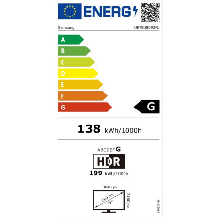Samsung UE75U8092FU TV 75 pouces Crystal UHD 4K Smart TV Crystal Processor 4K Tizen