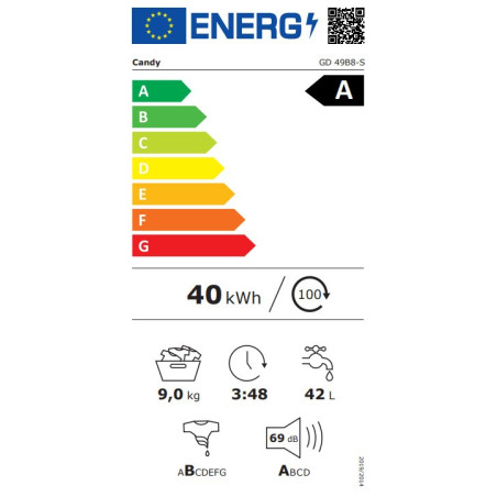 Candy GD 49B8-S Sèche-linge pompe à chaleur 9 kg Easy Case WiFi