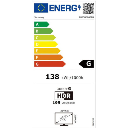 Samsung TU75U8005FU 190,5 cm (75") 4K Ultra HD Smart TV Wifi Zwart
