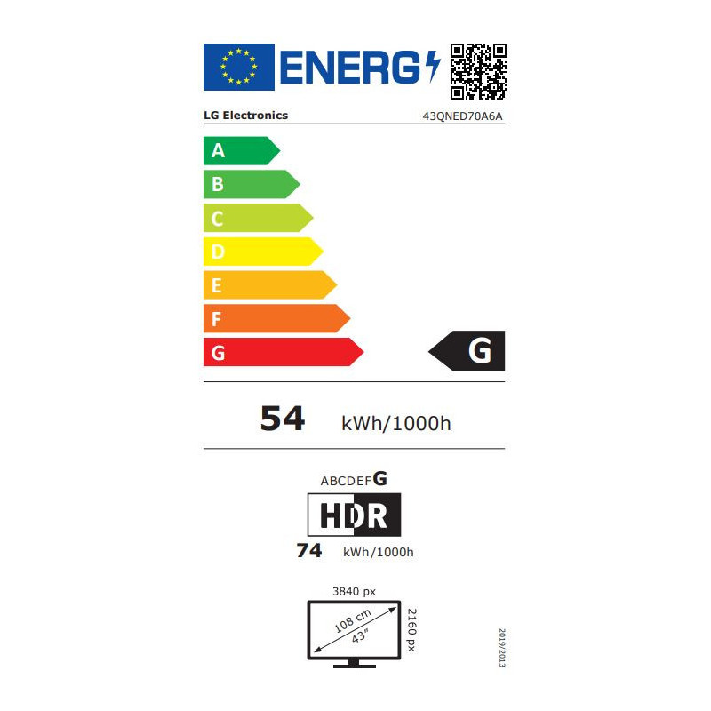 LG 43QNED70A6A TV 109,2 cm (43") 4K Ultra HD Smart TV Wifi Noir