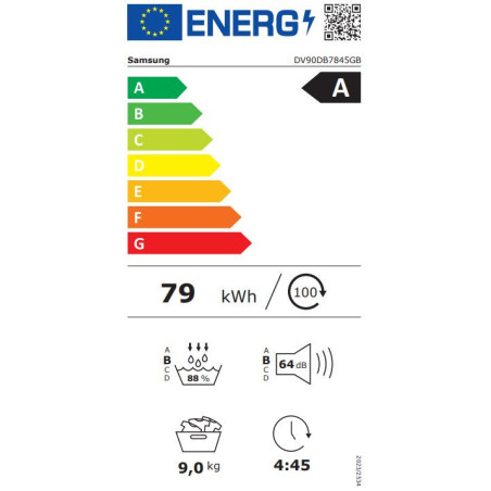 Samsung DV90DB7845GBU3 wasdroger Vrijstaand Voorbelading 9 kg Zwart