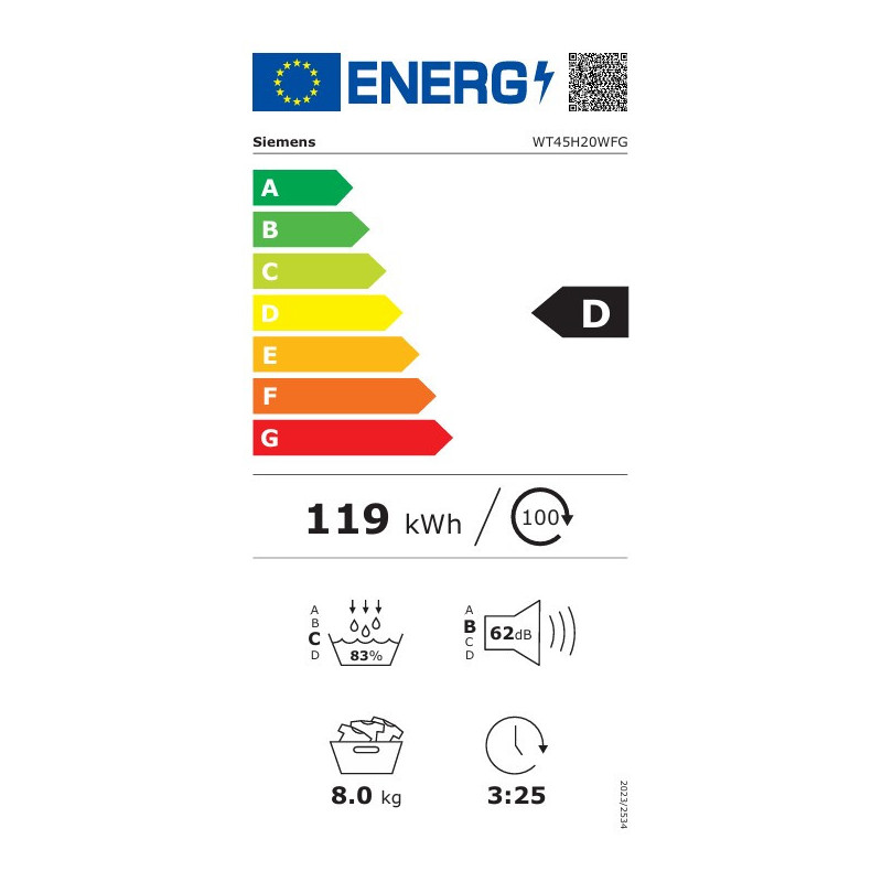 BOSCH WTH8520WFG Sèche-linge 8 kg Pompe à chaleur AutoDry EasyClean