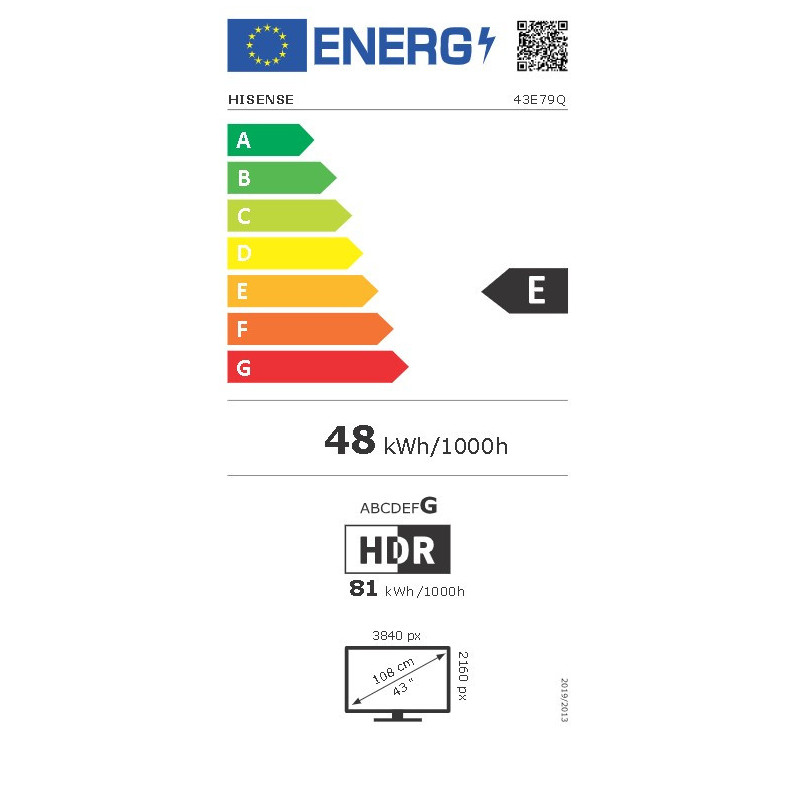 Hisense E7Q 43E79Q 43" (109cm) 4K Ultra HD Smart TV Wifi
