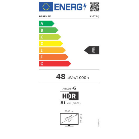 Hisense E7Q 43E79Q 43" (109cm) 4K Ultra HD Smart TV Wifi
