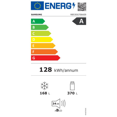 Samsung Réfrigérateur combiné, 538 L - A - RB53DG706AS9