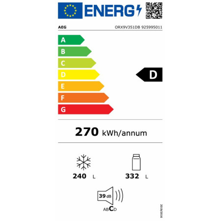 AEG ORX9V351DB Amerikaanse koelkast 572 liter MultiChill 0° Cooling 360° NoFrost