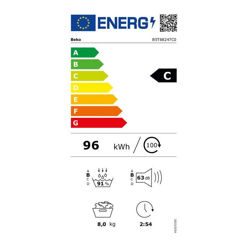 Beko B5T68247C0 Hybrid 2.0 Droogkast 8 kg Energieklasse C SteamCure OptiSense