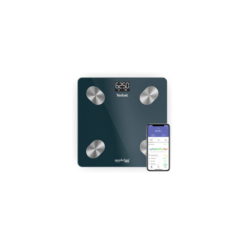 Tefal Goodvibes Life + BM9620S1 balance Carré Bleu Pèse-personne électronique