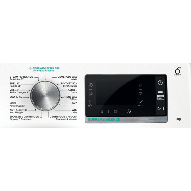 Whirlpool W6 W845WB BE wasmachine Voorbelading 8 kg 1351 RPM Wit