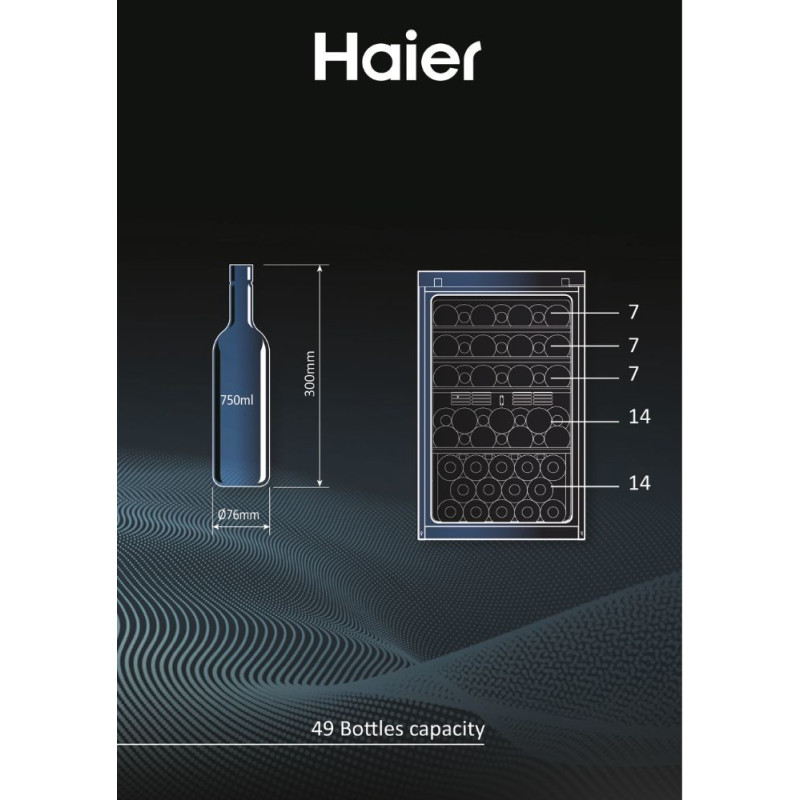 Haier Wine Bank 50 Serie 5 HWS49GA Compressorwijnkoeler Vrijstaand Zwart 49 fles(sen)