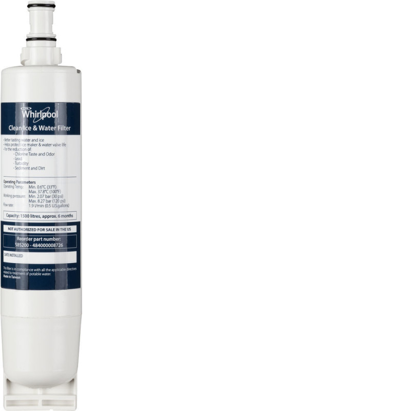 Whirlpool SBS200 water filter Wit