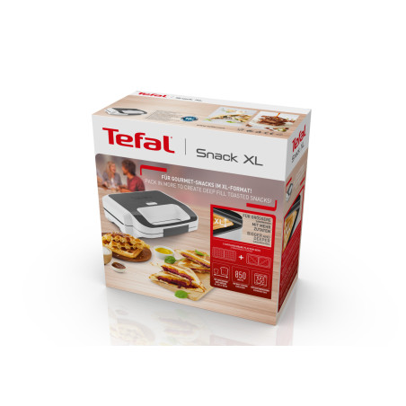 Tefal Snack XL SW7011 gaufrier et appareil à croque-monsieur 850 W Blanc, Acier inoxydable