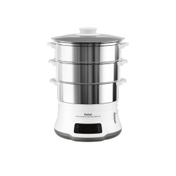 Tefal Convenient Series Deluxe VC502D cuiseur vapeur 3 Nombre de paniers Comptoir 900 W Acier inoxydable, Blanc