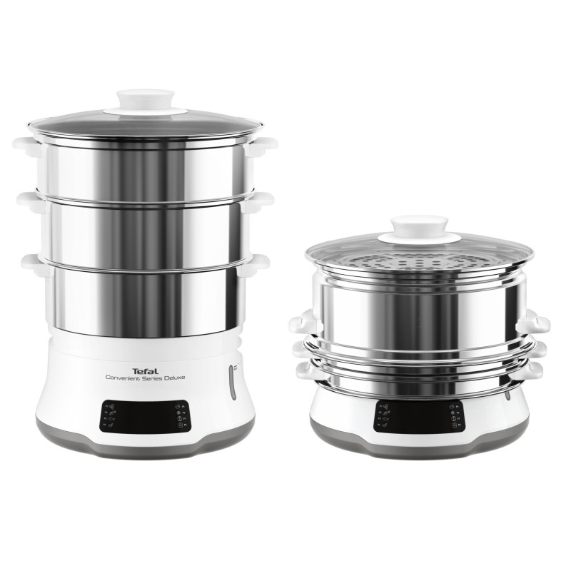 Tefal Convenient Series Deluxe VC502D cuiseur vapeur 3 Nombre de paniers Comptoir 900 W Acier inoxydable, Blanc