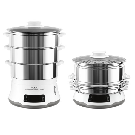 Tefal Convenient Series Deluxe VC502D cuiseur vapeur 3 Nombre de paniers Comptoir 900 W Acier inoxydable, Blanc