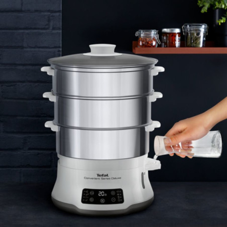 Tefal Convenient Series Deluxe VC502D cuiseur vapeur 3 Nombre de paniers Comptoir 900 W Acier inoxydable, Blanc