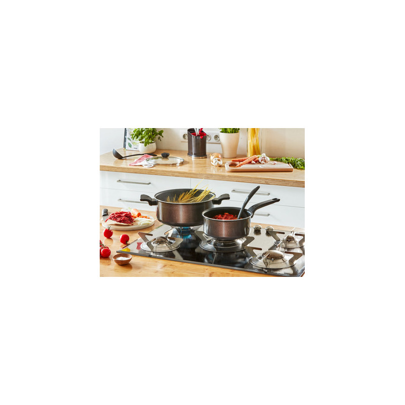 Tefal Easy Cook & Clean B5544602 steelpan Rond Zwart, Bruin