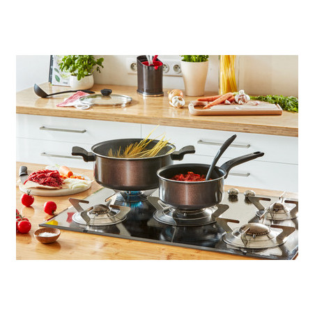 Tefal Easy Cook & Clean B5544602 steelpan Rond Zwart, Bruin