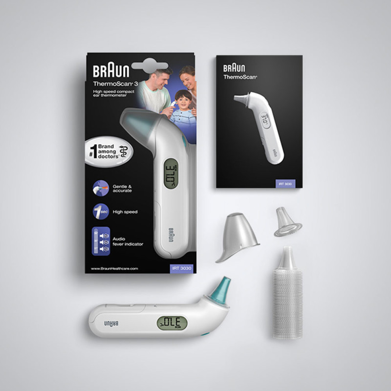 Braun ThermoScan 3 Contact Blanc Oreille