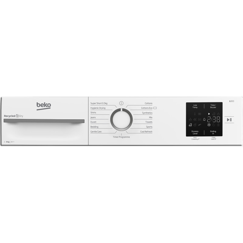 Beko BM3T3923W wasdroger Vrijstaand Voorlader 9 kg Wit