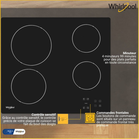 Whirlpool AKT 8090/NE Noir Intégré 60 cm Céramique 4 zone(s)