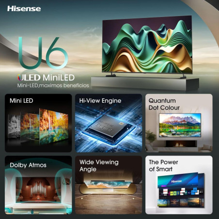 Hisense 55U6NQ 139,7 cm (55") 4K Ultra HD Smart TV Wifi Grijs 600 cd/m²