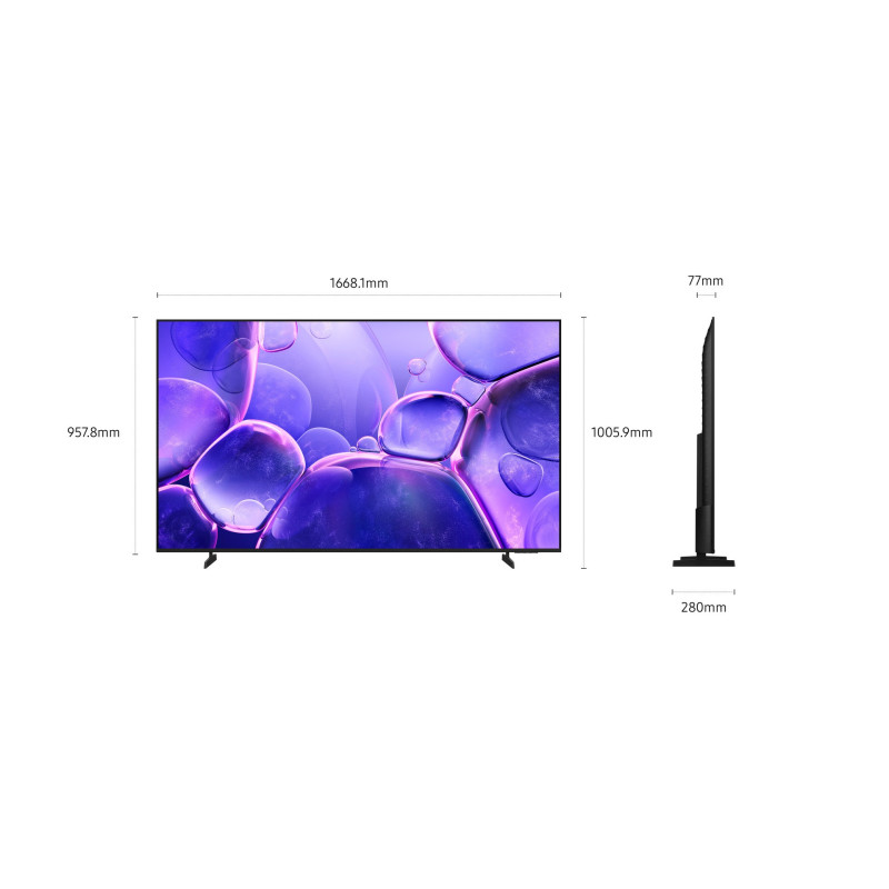 Samsung TU75U8005FU 190,5 cm (75") 4K Ultra HD Smart TV Wifi Zwart