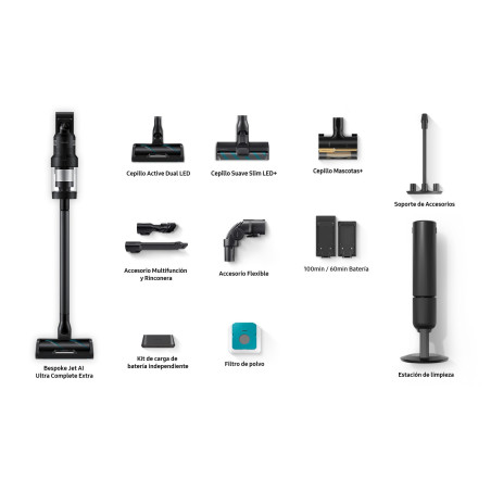 Samsung VS90F40DEK Aspirateur-balai 2 en 1 Batterie Sec HEPA Sans sac 0,5 L 1300 W Noir