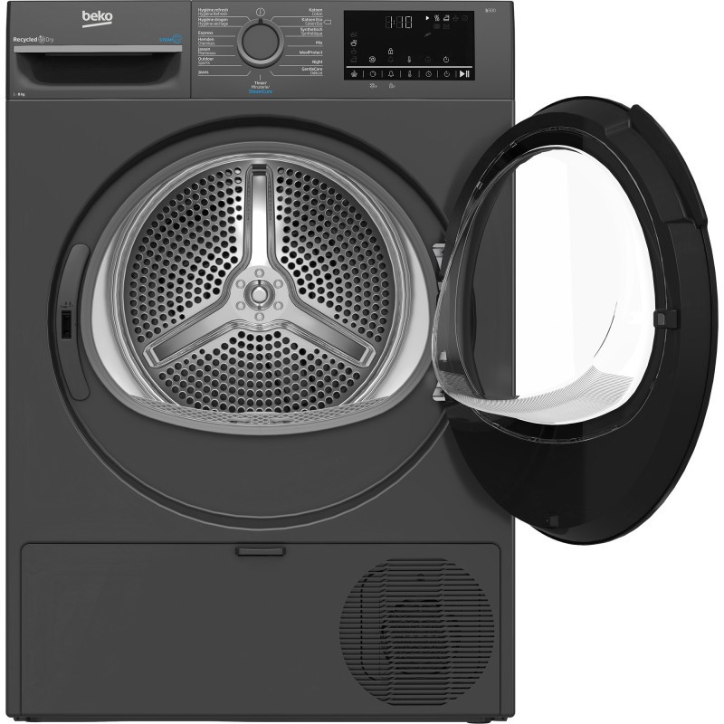Beko BM3T3824A wasdroger Vrijstaand Voorlader 8 kg Antraciet