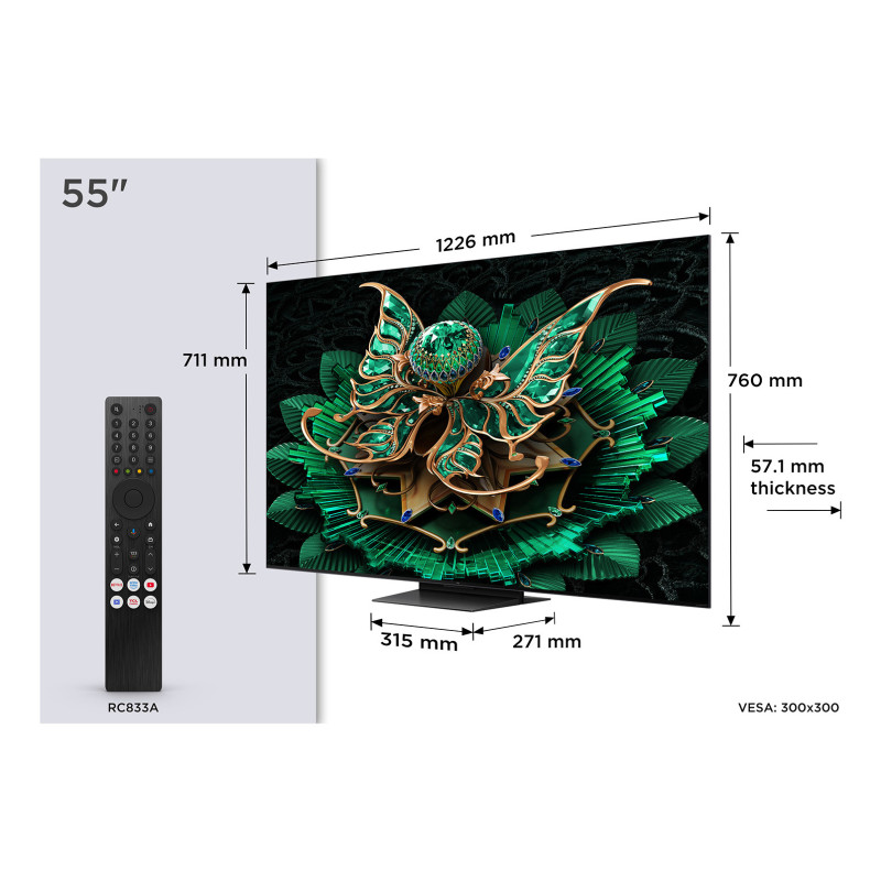 TCL 55C7K TV 139,7 cm (55") 4K Ultra HD Smart TV Wifi Métallique 2600 cd/m²