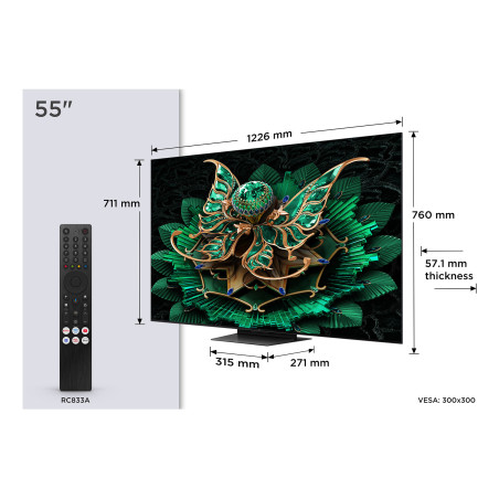 TCL 55C7K tv 139,7 cm (55") 4K Ultra HD Smart TV Wifi Metallic 2600 cd/m²