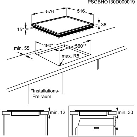 AEG HK634060XB Noir Intégré (placement) Céramique 4 zone(s)